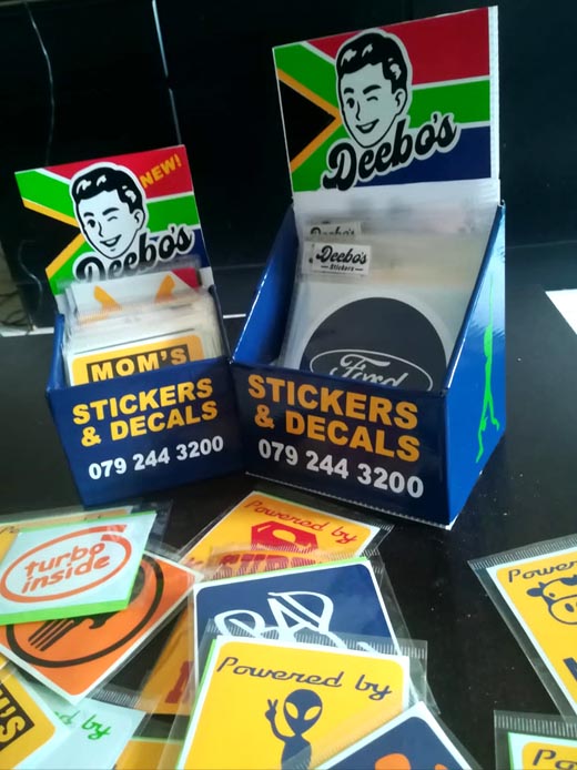 deebos dislay box with novelty stickers 1