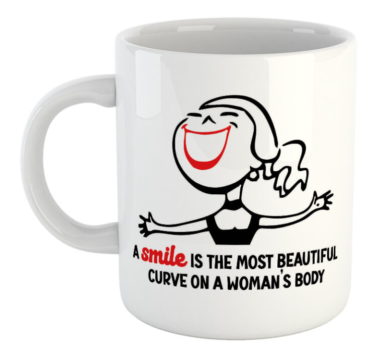 A Smile Is The Most Beautiful Curve On A Womans Body Mug 768x705